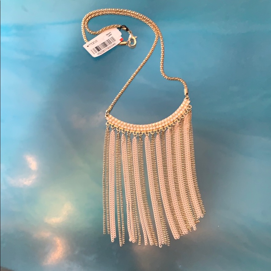 Nwt Goldtone Fringe Necklace